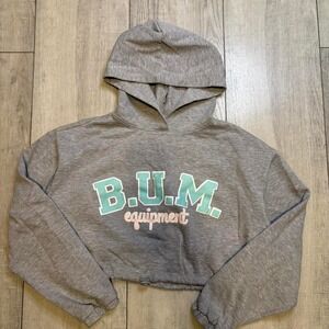 Grey B.U.M. Equipment cropped‎ hoodie WOMEN SIZE S